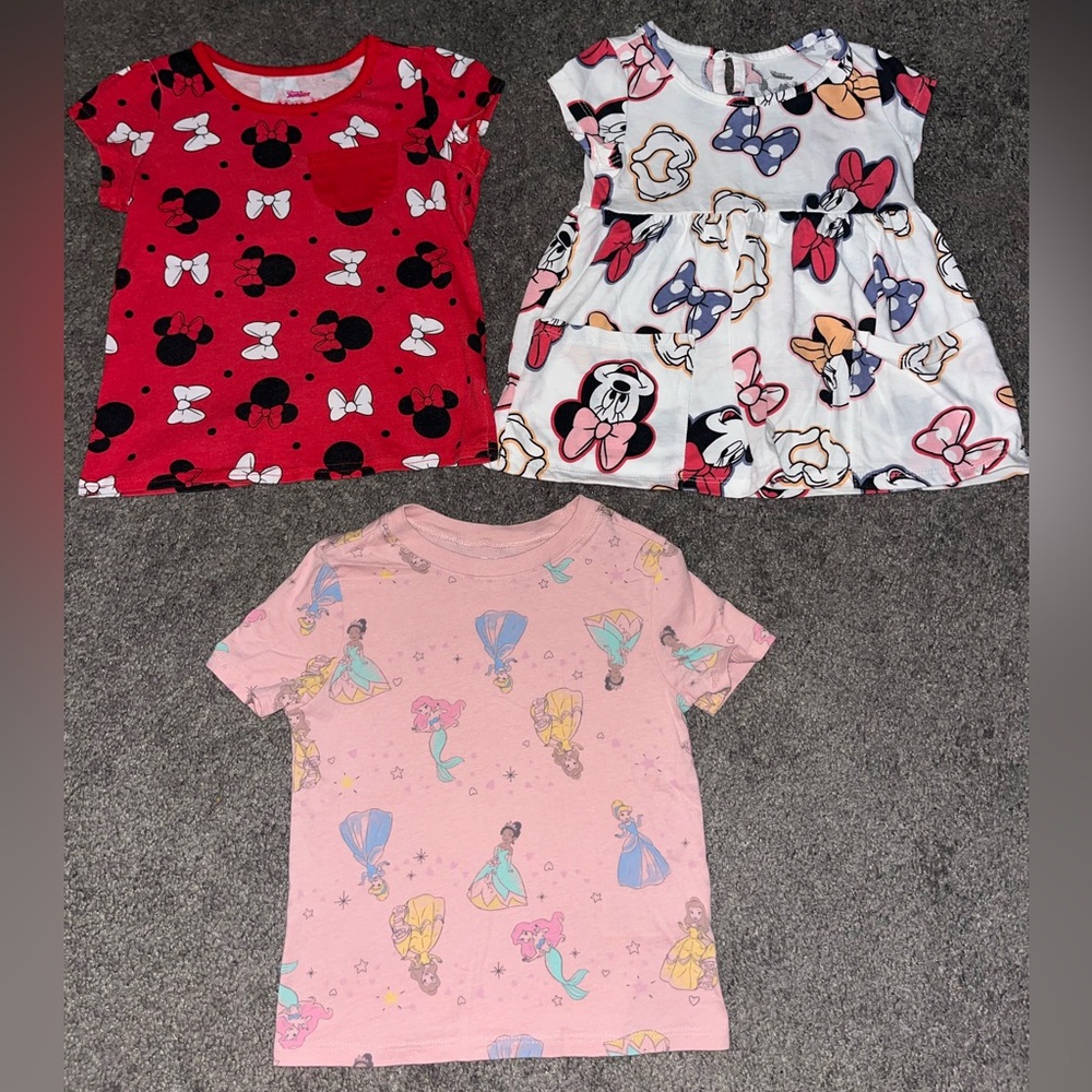 Girls 4T Disney T-Shirt Lot | Set of 3 | Back-to-School Essential ✨